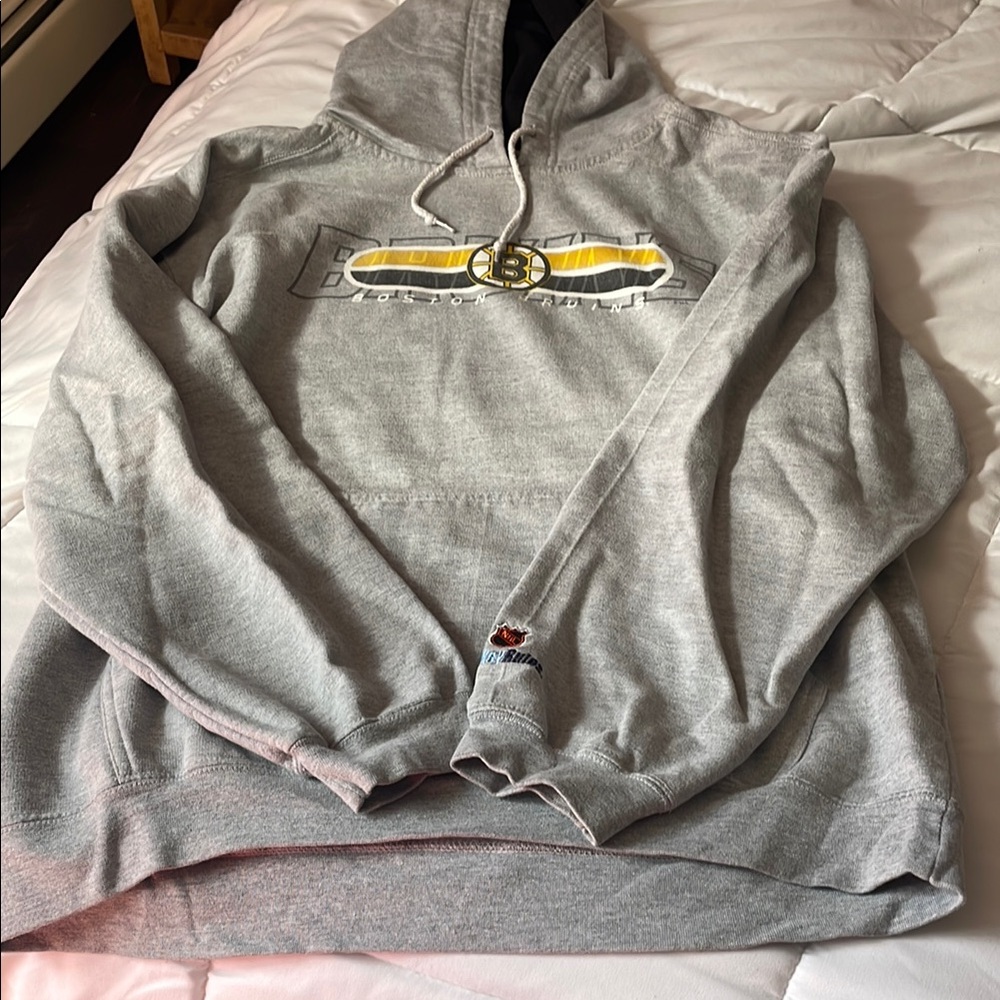 NHL Gray Hoodie with Yellow Accent Logo Vintage Nice Large